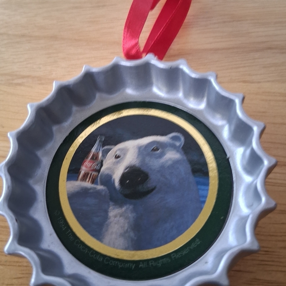 Coca-Cola Red and Silver Bottle Cap Ornament - Picture 4 of 5